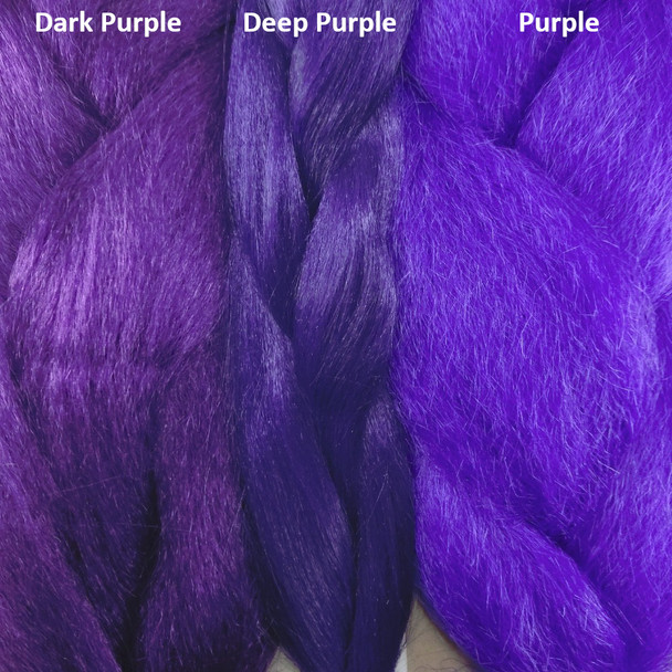 Color comparison from left to right: Dark Purple, Deep Purple, Purple