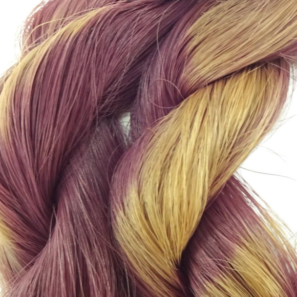 Color swatch for Thermal Color Change Hair, Plum/Sugar Blond