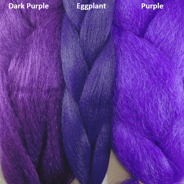 Color comparison from left to right: Dark Purple, Eggplant, Purple