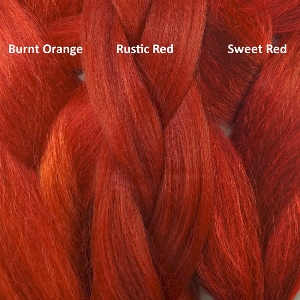 Color comparison from left to right: Burnt Orange, Rustic Red, Sweet Red