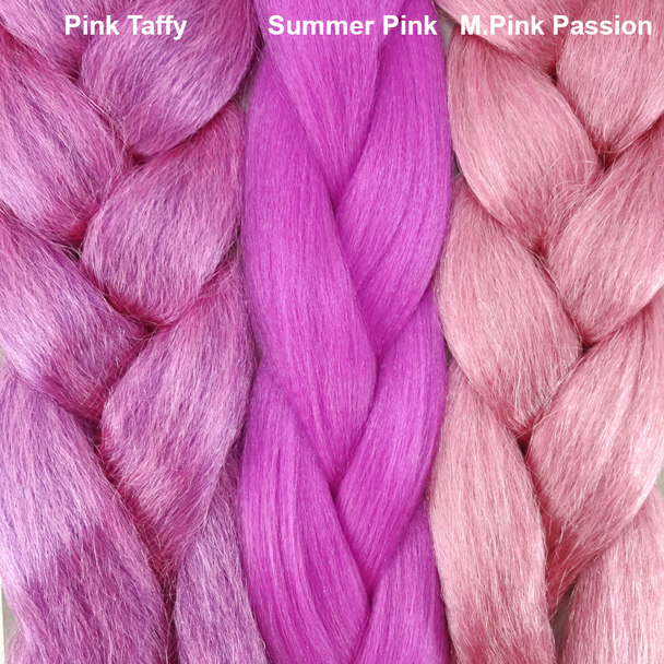 Color comparison from left to right: Pink Taffy, Summer Pink, M.Pink Passion