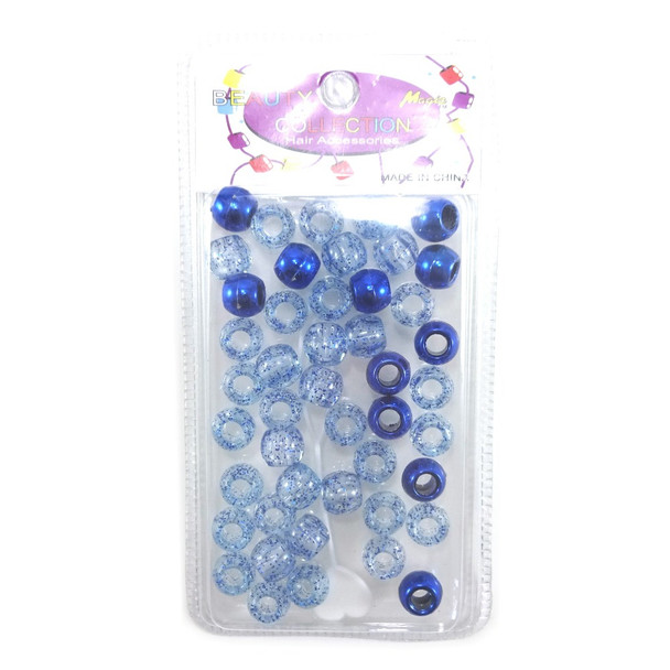 Packaging for 10mm Plastic Metallic/Glitter Hair Beads, Blue