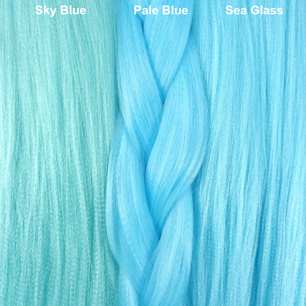 Color comparison from left to right: Sky Blue, Pale Blue, Sea Glass