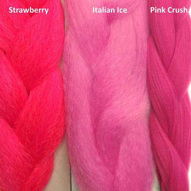 Color comparison from left to right: Strawberry, Italian Ice, Pink Crush