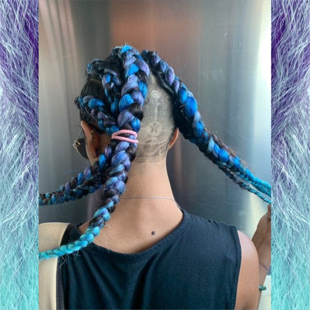 jojoantoinette wearing braids in Starlight Ombré and Blue Ombré