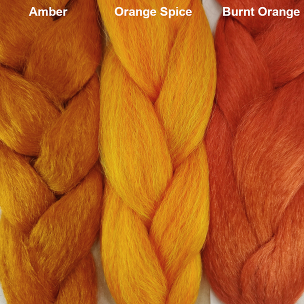 Color comparison from left to right: Amber, Orange Spice, Burnt Orange