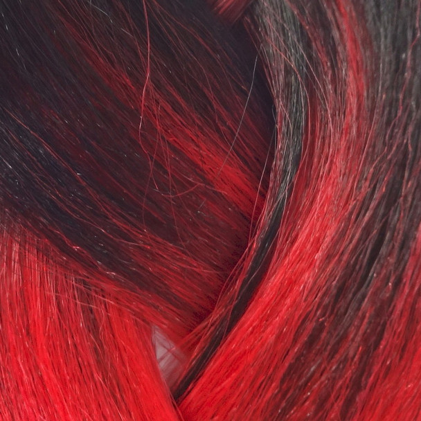 Close-up of the transition from black to red for High Heat Festival Braid, Fire