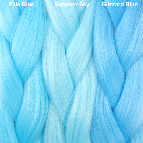 Color comparison from left to right: Pale Blue, Summer Sky, Blizzard Blue