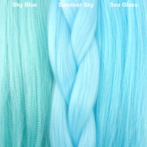 Color comparison from left to right: Sky Blue, Summer Sky, Sea Glass