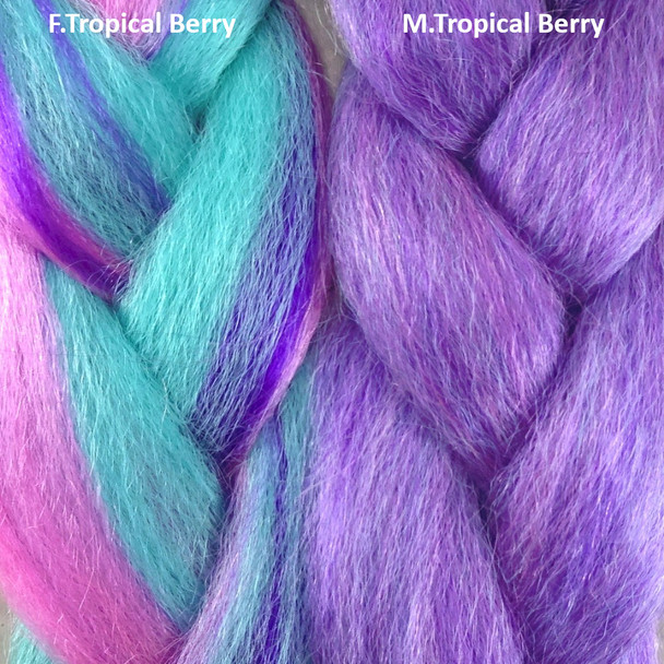 Color comparison: F.Tropical Berry on the left and M.Tropical Berry on the right