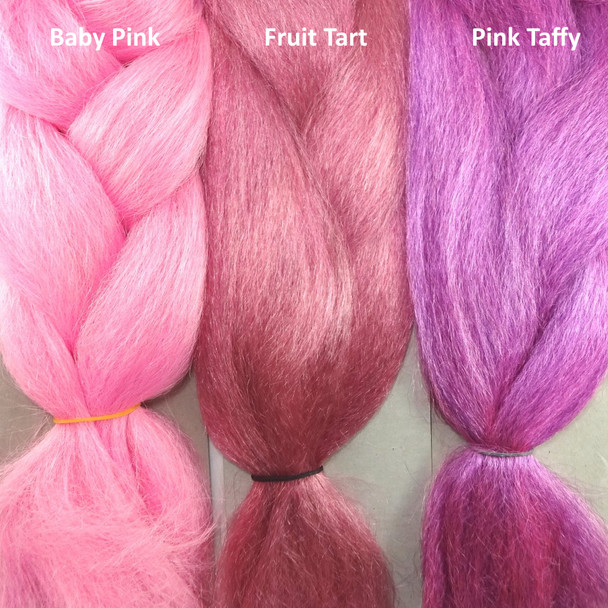 Color comparison from left to right: Baby Pink, Fruit Tart, Pink Taffy