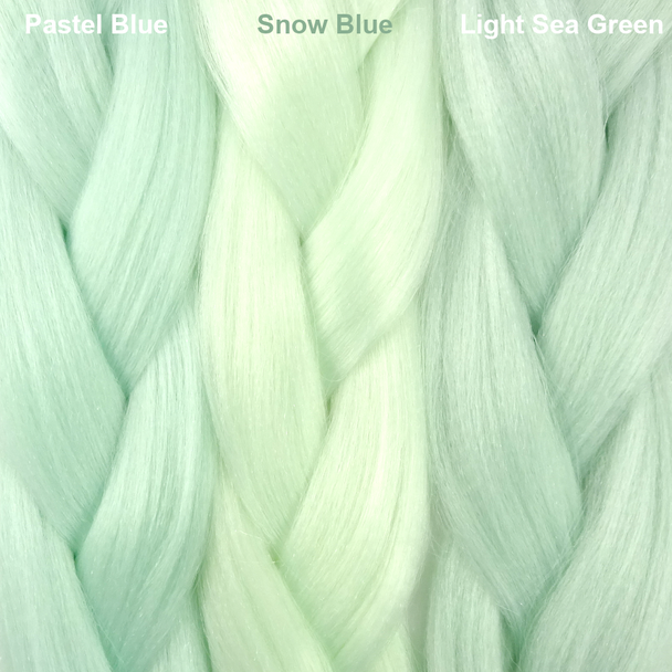 Color comparison from left to right: Pastel Blue, Snow Blue, Light Sea Green