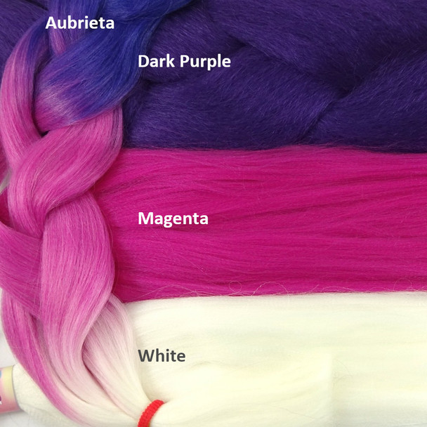 Color comparison: Aubrieta on the left and Dark Purple, Magenta, and White on the right
