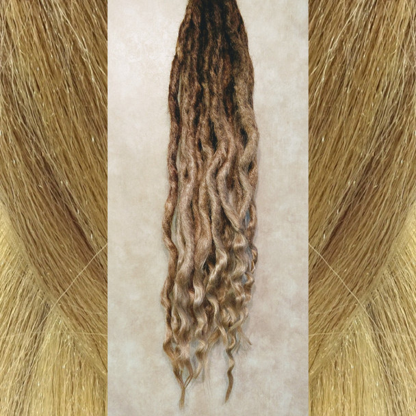 Crochet dread extensions made by JC in Caramel Truffle