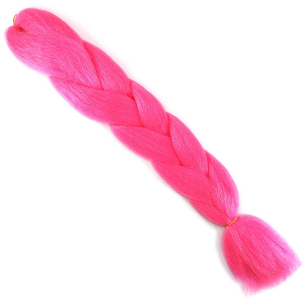 Full length view of IKS Glow Jumbo Braid, Hot Pink