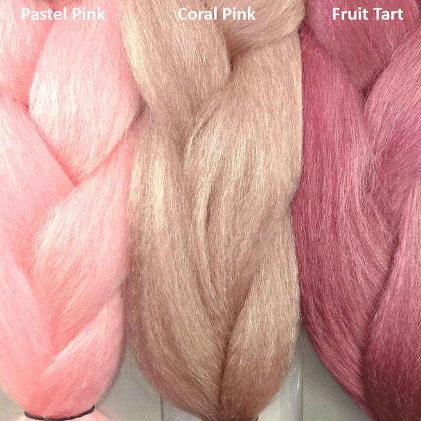 Color comparison from left to right: Pastel Pink, Coral Pink, Fruit Tart