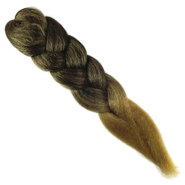 Full length view of RastAfri Pre-Stretched Freed'm Silky Braid, BT1B/27 1B Off Black with Strawberry Blond Tips