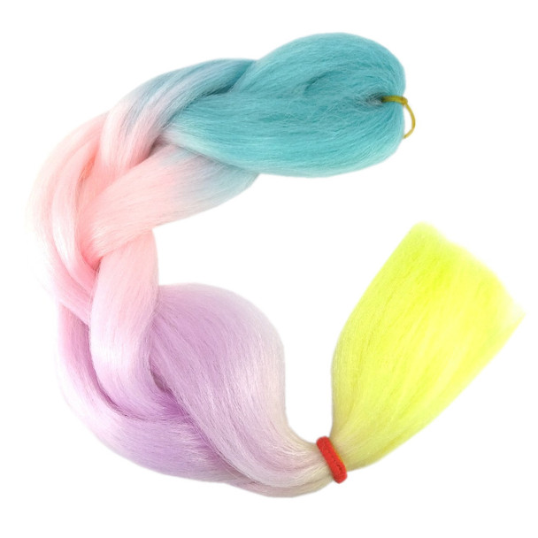 Full length view of IKS Glow Yaki Braid, Pastel Rainbow