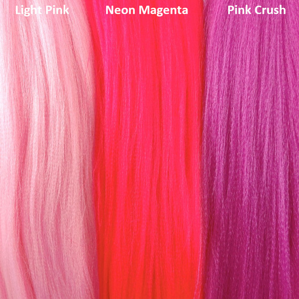 Color comparison from left to right: Light Pink, Neon Magenta, Pink Crush