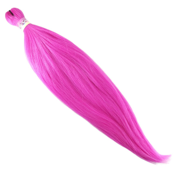 Full length view of IKS Pre-Stretched 26" Kanekalon Braid, Pink Crush