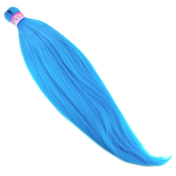 Full length view of IKS Pre-Stretched 26" Kanekalon Braid, Turquoise