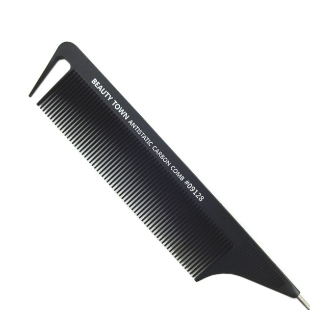 Close-up of comb for Carbon Pin Tail Precision Parting Comb with Hook