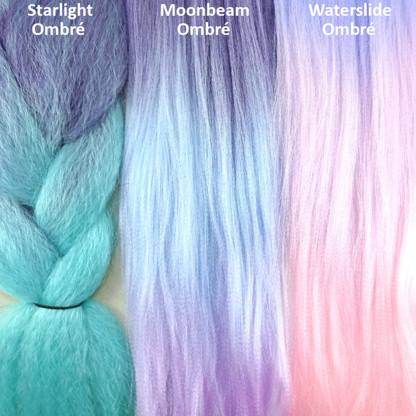 Color comparison from left to right: Starlight Ombré, Moonbeam Ombré, Waterslide Ombré