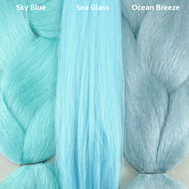 Color comparison from left to right: Sky Blue, Sea Glass, Ocean Breeze