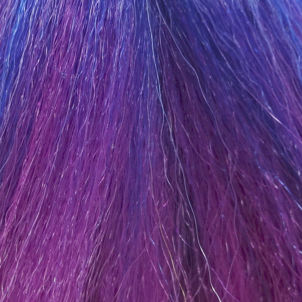 Close-up of the transition from blue to purple for High Heat Festival Braid, Bright Rainbow