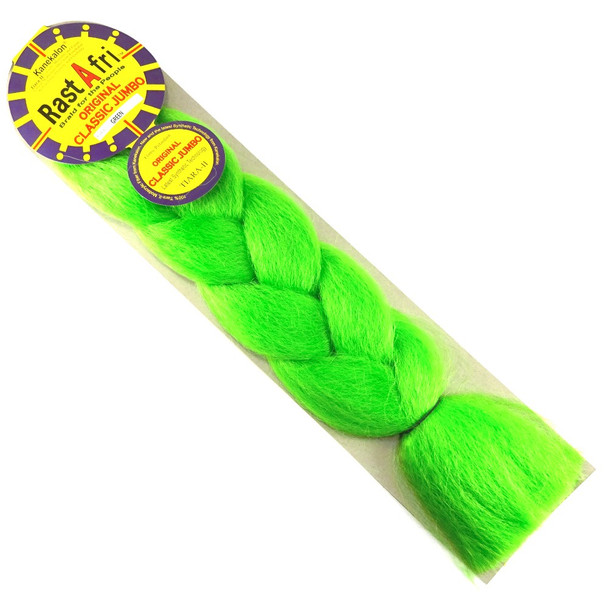 RastAfri Original Classic Jumbo Braid, Lime Green