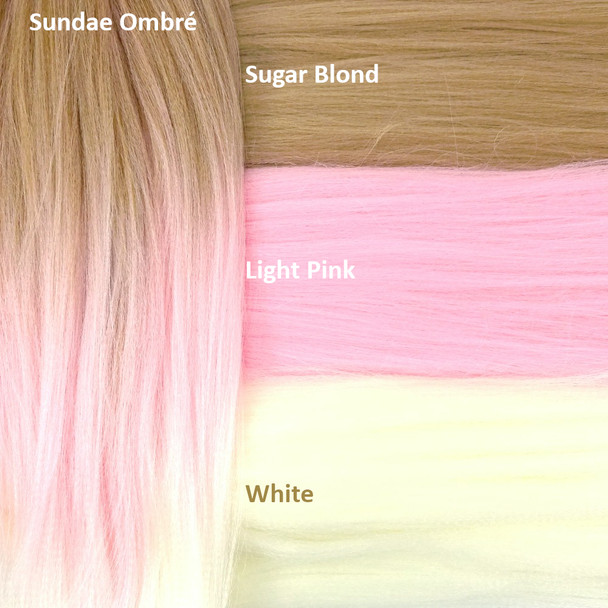 Color comparison: Sundae Ombré on the left and Sugar Blond, Light Pink, and White on the right