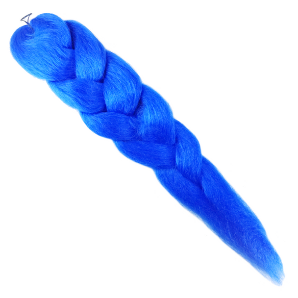 Full length view of RastAfri Pre-Stretched Freed'm Silky Braid, Cobalt Blue