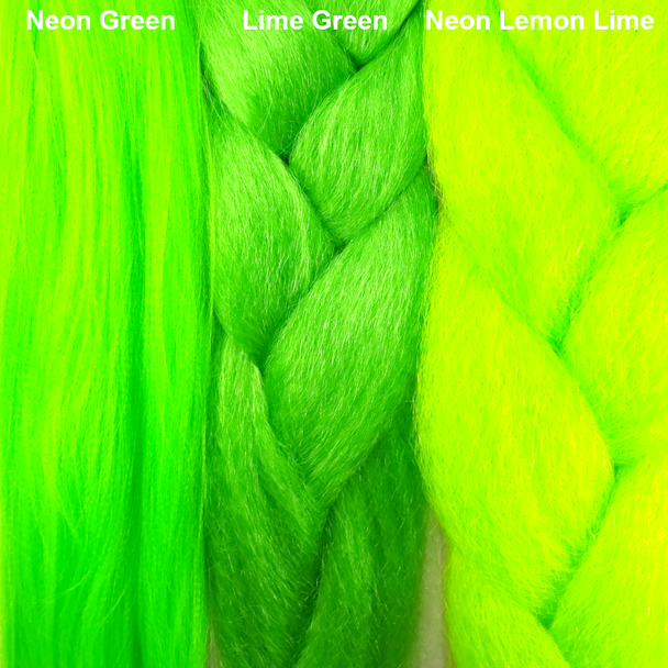 Color comparison from left to right: Neon Green, Lime Green, Neon Lemon Lime