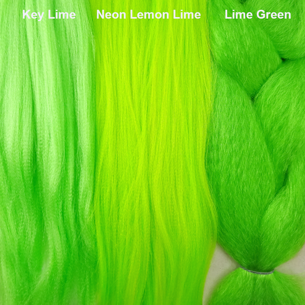 Color comparison from left to right: Key Lime, Neon Lemon Lime, Lime Green