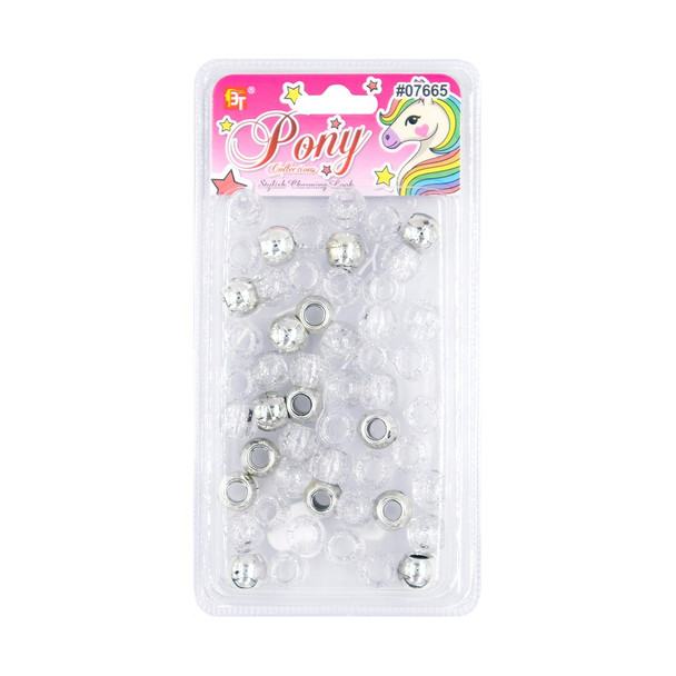 Packaging for 10mm Plastic Metallic/Glitter Hair Beads, Silver