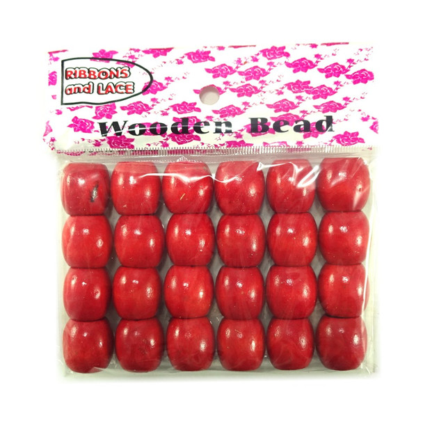 Packaging for 16mm Wooden Hair Beads, Red