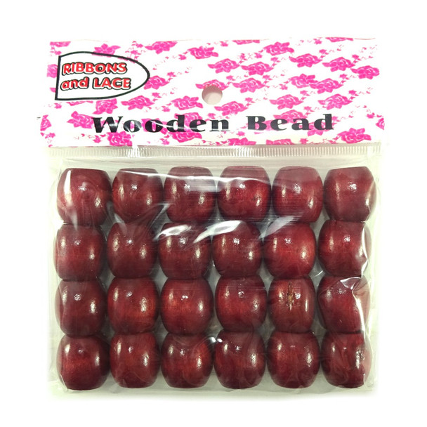 Packaging for 16mm Wooden Hair Beads, Burgundy