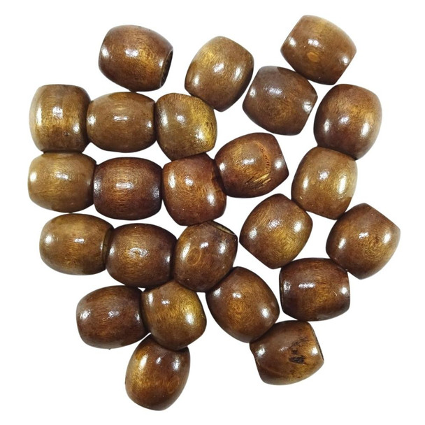 16mm Wooden Hair Beads, Brown