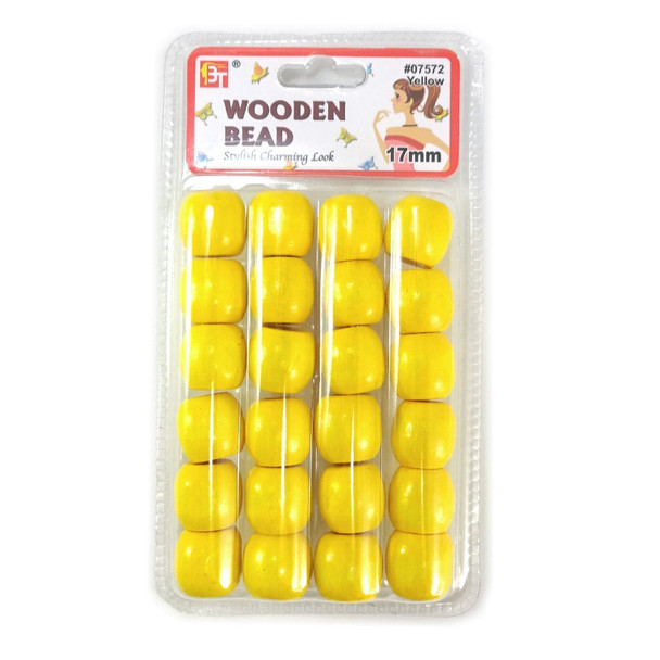 Packaging for 17mm Wooden Hair Beads, Yellow
