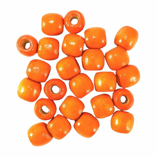 17mm Wooden Hair Beads, Orange