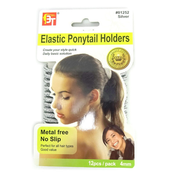 Ouchless Elastic Ponytail Holders, Silver