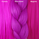 Color comparison from left to right: Fuchsia, Neon Violet, Magenta