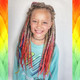 Synthetic dreads made by Candida in 24 Dark Blond, Platinum Blonde, and Rainbow