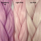 Color comparison from left to right: Raspberry Ice, Light Pink, Ice Pink