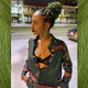 JaNine wearing braids in Dark Pine and Olive Green