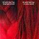 Color comparison from left to right: Off Black with Red Tips highlight braid, T1B/RD 1B Off Black with Red Tips marley braid
