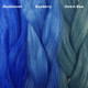 Color comparison from left to right: Bluebonnet, Blueberry, Denim Blue
