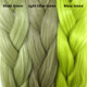 Color comparison from left to right: Olive Green, Light Olive Green, Pistachio