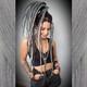 Synthetic dreads made by Yvonne in Metallic, Silver, Slate Grey, and Storm