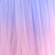 Close-up of the transition from Cornflower Blue/Pastel Lilac/Pastel Pink to Lavender/Light Pink for IKS Pre-Stretched 28" Kanekalon Ultra Braid, Waterslide Ombré